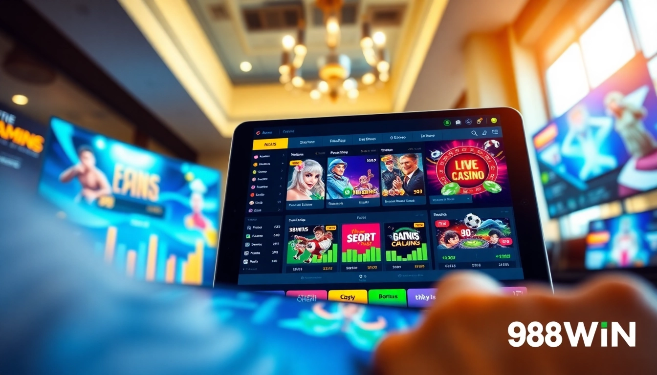 Dynamic online betting platform interface highlighting 98WIN with vibrant gaming elements.