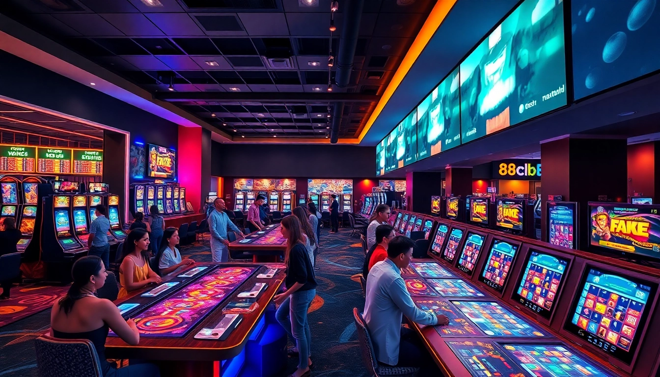 88clb casino vibrant gaming environment showcasing players enjoying modern gaming experiences.