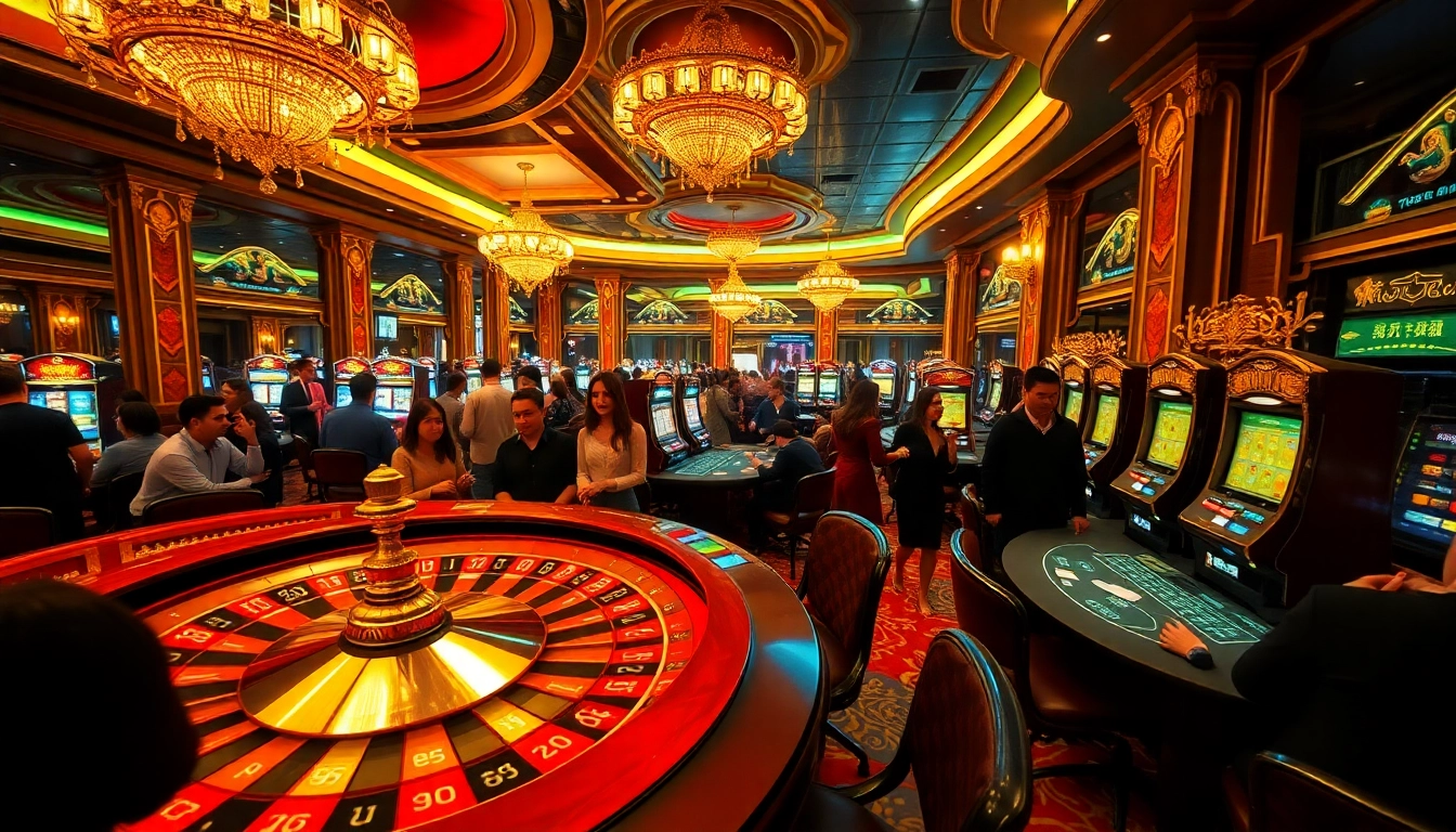 Experience excitement at a vibrant casino scene showcasing thrilling games, including luongson-related betting opportunities.