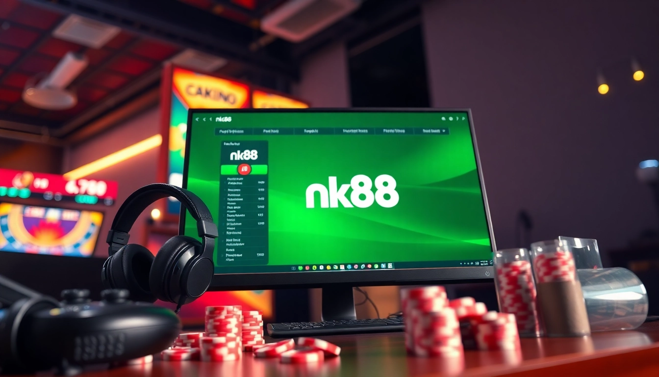 Exciting online gaming scene showcasing the nk88 platform and vibrant accessories.